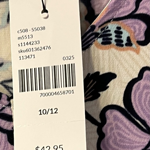 Lane Bryant Cream and Purple Ruched Floral Blouse - Picture 3 of 4